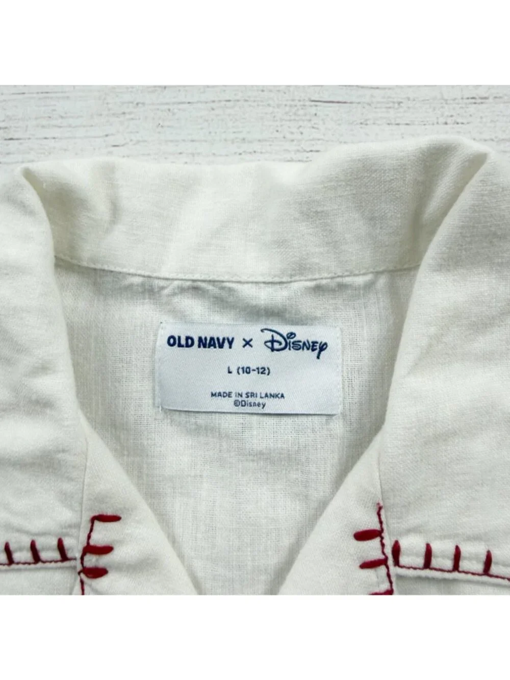 Old Navy x Disney Boys Embroidered Linen Short Set Outfit L 10-12